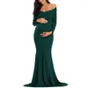 Pink Off Shoulder Long Sleeve Maternity Dresses Fitted Sheath Pregnancy Dress Po Shoot Vestidos fiesta noche 210922