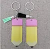 Creative Teachers Day Keychain Fashion Akryl Pencil Dangle Charms Key Ring Anpassa med Small Tassel Keyring Festival Party 3951283