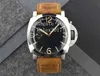 Mäns Begränsad 2021 47mm Sand Black Dial Brown Leather Rörelse Strömbesparingar Moturs Manuell Vindlande Dykning Mode Klockor