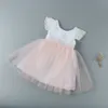 1-7Y Été Enfant Enfant Enfant Fille Robe De Soirée Princesse Grand Arc Tulle Dentelle Mariage Anniversaire Tutu Robes Pour Gir 210515