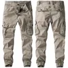 Homens Primavera Calças de Outono Calças De Algodão Puro Calças Mens Calças de Carga Moda Calças Militares Calças Multi-bolsos Army Calças 210723