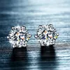 Klasyczny Sześć Pazur Luksusowa Biżuteria Czysta 925 Sterling Srebro 6mm Okrągły Cut White Topaz Kobiety Wedding Bridal Stud Gift Gift