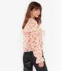 Women's Blouses Floral Print Ruffles Chiffon Blouse Casual Spring Summer Deep V Neck Long Sleeve Top Feminina Blusas 210508