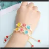 Jewelryboho bracelet vintage fait à la main réalité sèche en verre de balle de balle de balle tisser les bracelets réglables pour les femmes pwcda