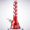 7mm Thick Xmas Big Bong Christmas Style Glass Bongs Heady Hookahs Straight Tube Beaker Hookah With Bowl Diffused Downstem Dab Rigs