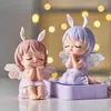 Cute Angel Figurines Resin Girl Statue Mini Garden Accessories Christmas Decorations Modern Home Decor Children Bedroom Decor 210811