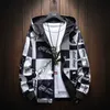 Herren doppelseitige Jacke geometrische Muster Windjacke leichter Mantel – 7XL 2021 koreanischer Jugendtrend Plus Size Mantel X0621