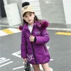 3-12T Girls 'Coat Big Fur Collar Hooded Jacket Winter Dikke Warme Katoen Mid-Length Down Girls Tiled 2111203