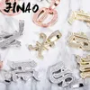 JINAO A-Z Buchstaben Namen Anhänger Halskette Iced Out Zirkonia Kette Hip Hop Schmuck Frauen und Männer Geschenk