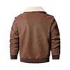 Herren Bomber Motorrad Lederjacke Vintage Braun Militär Flugmantel Winter Fleece Kunstleder Schweinsleder Plus Größe Jaqueta 211111