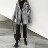 Femmes Automne Hiver Plaid Trench Coat Long Vêtements Pardessus avec coton à l'intérieur Plus Taille Manteau Femme Casaco Feminino 210812