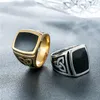 Antecedless Antique Irlanda Irlandesa Celt Celtic Nó anel Religido de prata de ouro Moda de moda masculina de moda gótica Viking jóias com esmalte de balck