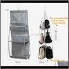 Sacs 6 poches suspendus organisateur de sac à main pour armoire placard porte de rangement transparente mur clair sac à chaussures divers avec cintre Pouc Taarz Mqdww