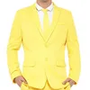노란색 슬림 적합 남자 댄스 무대 남자 친구에 대 한 정장 소년 2 조각 웨딩 턱시도 슈팅 된 옷깃 사용자 정의 남성 패션 groomsmen 세트 x0909