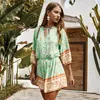 Boho Summer Rompers Jumpsuits Women Floral Print Casual Wide Leg Playsuits Yellow Button Overaller 210427