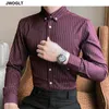 Novo Chegou Homem Homem Camisetas Camisas de Manga Longa Camisa listrada de estilo coreano Button Trendy Down Allmatch Blouse 210412