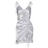 Ins-europeisk och amerikansk stil sommar Kvinnors Suspender Butterfly Dew Navel V-Shaped Dress Woman Dress 210602