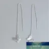 New Korean Sweet Brushed Butterfly 925 Sterling Silver Jewelry Temperament Long Ear Line Popular Dangle Earrings E137 Factory price expert design Quality Latest