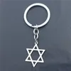 Stainless Steel Keyring Star of David Hexagram Keychain Grey Silver Color Men Women Movie Jewelry 12Pcs / Lot Whole