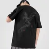 Designer Preto Camiseta T-shirt Bordado Phoenix Homens Rua Marca de Algodão Meia T-shirt de manga curta para macho Top Tee M-4XL 210527