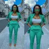 Candy Color Women Cool Suits Slim Celebrity Lady Party Prom Tuxedos Blazer Street Style Daily Outfit (Jacket+Pants)