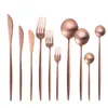 Rose Gold Western Dinnerware Wedding Flatware Tableware Party Supply Stainless Steel Cutlery Knife Fork Spoon