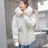 Vrouwen Winter Korte Jas Mujer Hooded Parka Jas Losse Parka Bont Kraag Katoenen Gewatteerde Jassen 210430