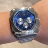 2 Styles 41mm Octo 103467 OS Cronografo al quarzo Orologio da uomo Quadrante blu Cassa argento Orologi sportivi da uomo di alta qualità Bracciale in acciaio inossidabile