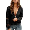 Women Lace V Neck Blouse Tops Sheer Long Sleeve Ladies Shirt Hollow Sexy Womens Clothing Female Blouses Women's & Shirts
