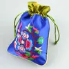 10pcs Chinese Embroidery Small Satin Favor Bags Christmas Wedding Party Drawstring Jewelry Packaging Birthday Gift Pouches