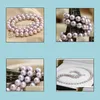 Naszyjniki z koralikami wisiorki biżuteria 9-10 mm naturalny fioletowy naszyjnik perłowy 18 cali 925 Sier zapięcie dla kobiet dostawa 2021 MQ7JB