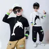 Spring Children Boys Long Sleeve T-shirts Cartoon High Collar Bottoming Tops for Teenage Toddler Boy Clothes 4 8 12 14 16Years G1209