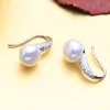 Natural Pearl Earrings 925 Sterling Silver Stud For Women Jewelry Romantic Cubic Zirconia CZ2009444