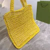 Femmes Designer Raphia Straw Tote Bag Italie Milano Marque Brodé Logo Net Shopping Sacs À Main Lady Grande Capacité Plage Épaule 281C