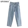 Vrouwen Chique Mode Hoge Taille Jeans Vintage Rits Fly Pockets Harem Denim Broek Vrouwelijke Jean Enkle Broek Mujer 210416