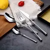 32Pcs Cutlery Stainless Steel Dinnerware Set Unique Silverware Tableware Flatware Set Dinner Knife Fork Spoon Drop 211112