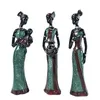 ERMAKOVA Lot de 3 Africain Femme Figure Fille Sculpture Tribal Lady Figurine Femme Statue Home Office Décoration Cadeau 210727