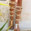 Sandálias Lace-up mulheres estilo romano fita flip-flop Sapatos de praia Sexy