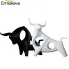 ERMAKOVA Cattle Statue Ox Home Decor Living Room Bull Sculpture Wine TV Cabinet Ornament Crafts Abstract Animal Figurine 210811