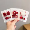 Hair Accessories 2022 Year Children's Red Holiday Bow Hairpin Baby Bangs Clip Mink Ball Side Flower Cloth