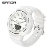 SANDA Luxury Sport Military Women's Watches 5ATM Waterproof White Fashion Quartz Watch for Female Clock Relogio Feminino 6005 210616