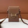 Klassieke Smooth Real Lederen Tassen Mobiele Telefoon Pakket Mini Vrouwen Box Handtassen Portemonnee Horse Buckle Single Shoulder Crossbody Bag