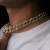 2021 12MM Miami Cuban Link Chain Necklace Bracelets Set For Mens Bling Hip Hop iced out diamond Gold Silver rapper chains Women Lu259M