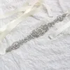 Wedding Sashes Bride Bruids Jurken Belts Rhinestone Crystal Ribbon Prom Handmade Silver Sashes