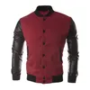 Men's Jackets Sweater PU Leather Collar Personalized Baseball Needle Clothes Man Black XL