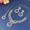 3 st vintage bröllop blommönster vatten droppe form rhinestone halsband örhängen tillbehör silver färg vår kedja smycken h1022