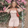 boho floral summer short dress women off shoulder bohemian puff sleeve beach holiday dress tunic elatic flower dress 210415