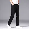 High Quality Men'S Black Slim Thin Jeans Spring Summer Business Casual Loose Straight Stretch Denim Trousers Male Classic Brand 210531