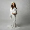 Lång sjal moderskap klänningar för foto skjuta maxi gown fancy graviditet klänning elegans gravida kvinnor kläder fotografering rekvisita q0713