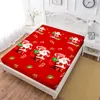 Sheets & Sets Ladies Pink Bed Sheet Merry Christmas Festival Fitted Cartoon Santa Claus Multi-color Mattress Cover Elastic Band D25